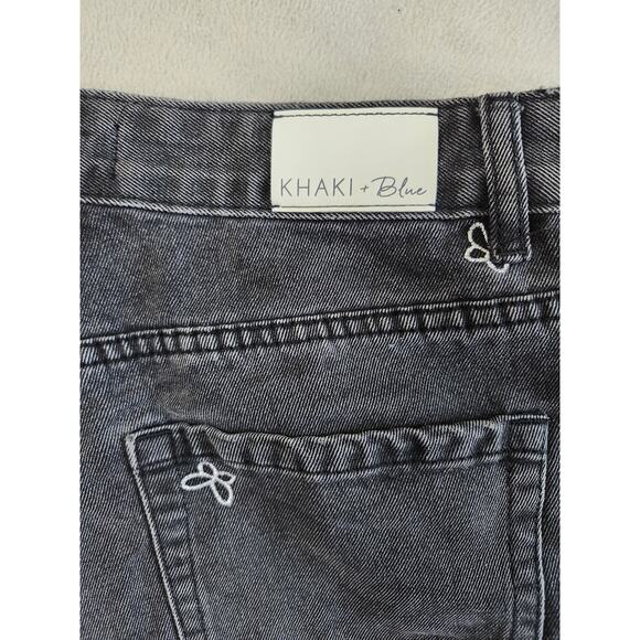 Black Embroidered Butterfly Cut off Jean SHORTS Size 11 Khaki+Blue - Picture 5 of 9